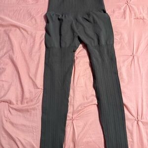 Women's Brown Ribbed Activewear Leggings